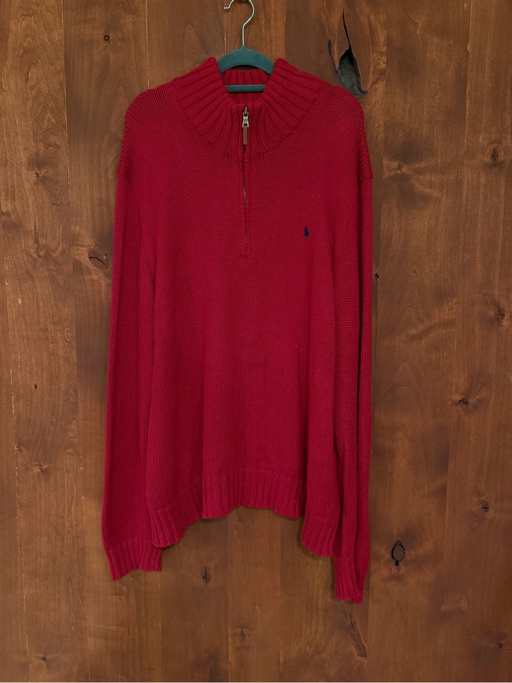 Ralph Lauren Red Half-Zip Knit Sweater
